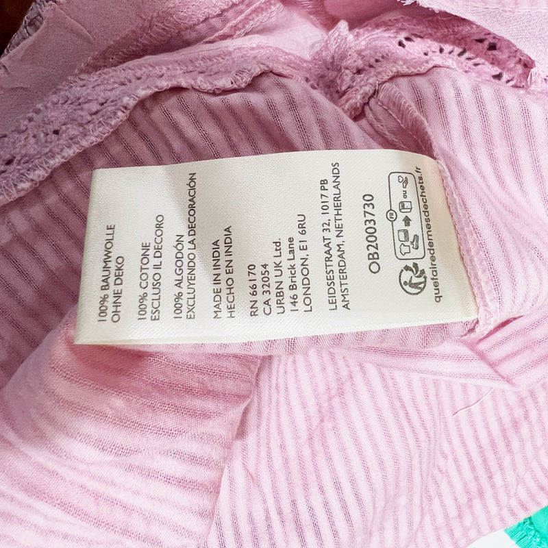 NEW Anthropologie Cotton Smocked Stretch Sleeveless Tie Back Ruffle Lace Blouse