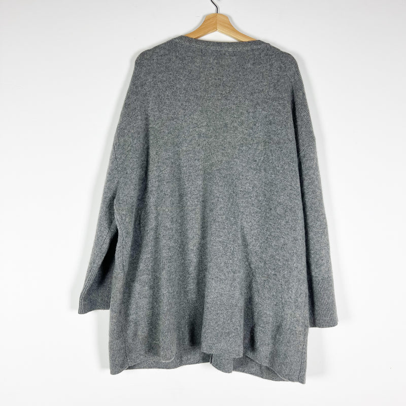Toteme Oversized 100% Cashmere Cardigan Knit Stretch Button Front Sweater Gray M