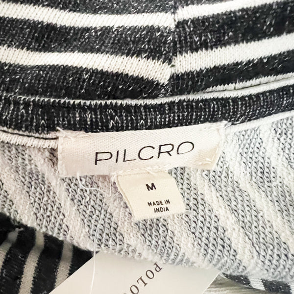 NEW Pilcro Anthropologie Cotton Terry Patchwork Asymmetrical Stripe Hoodie M