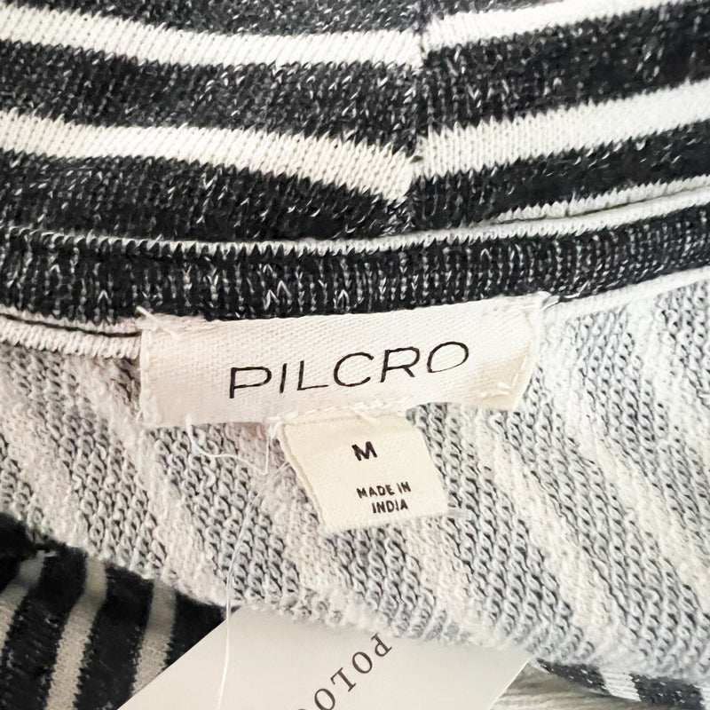 NEW Pilcro Anthropologie Cotton Terry Patchwork Asymmetrical Stripe Hoodie M