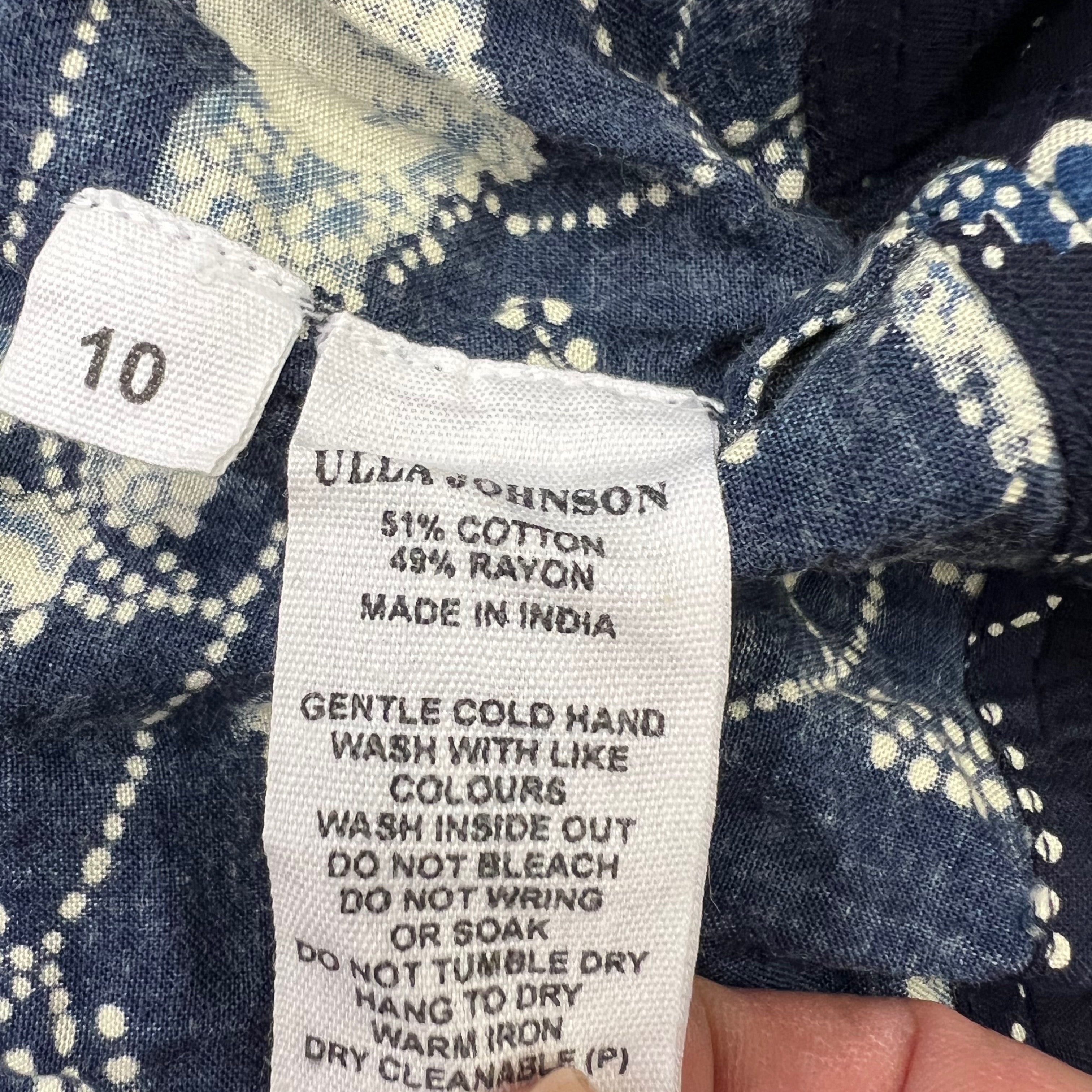 NEW Ulla Johnson Iona Cotton Tiered Indigo Floral Flower Patchwork Dress 10