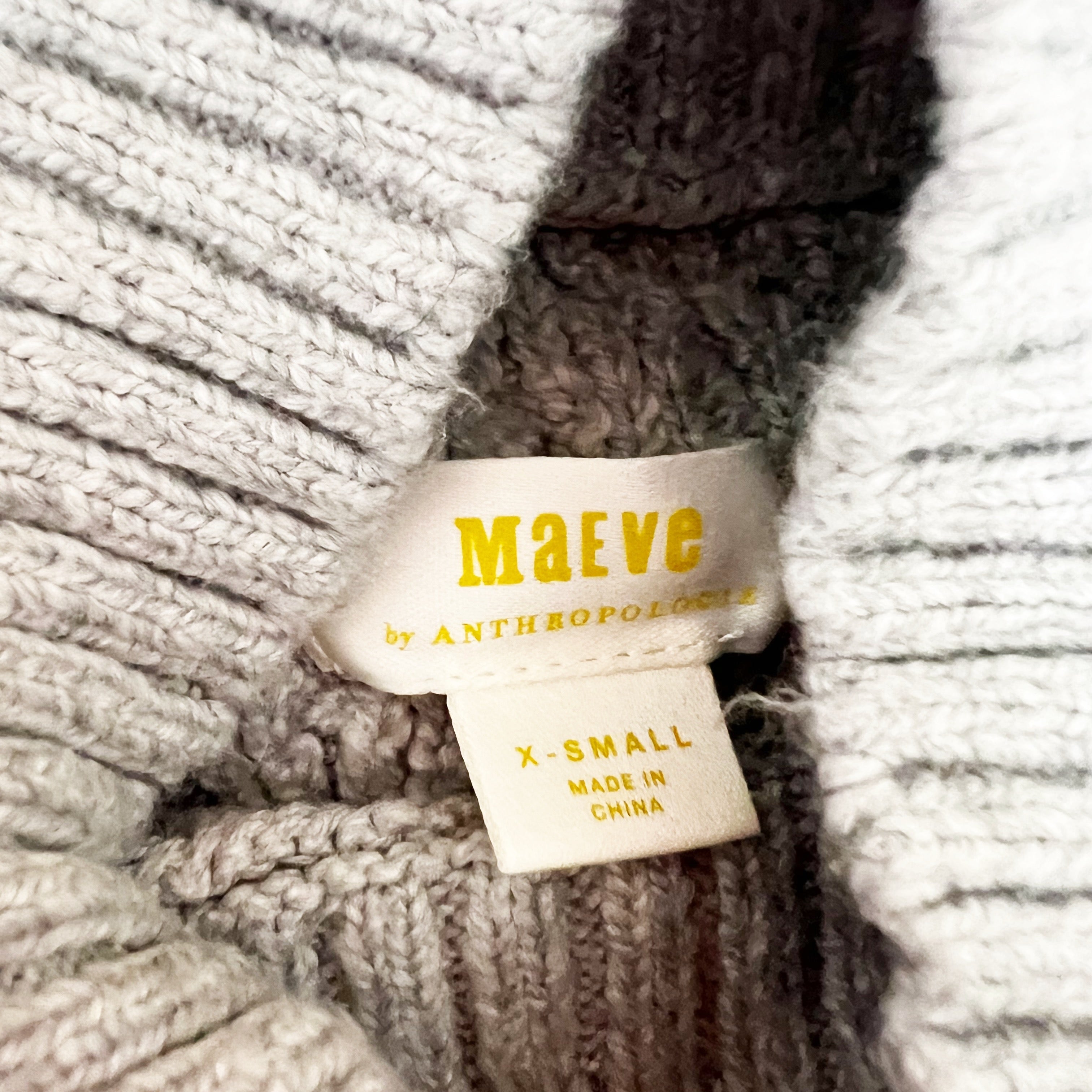 NEW Maeve Anthropologie Cotton Cable Knit Crew Neck Sweater Overlay Gray White