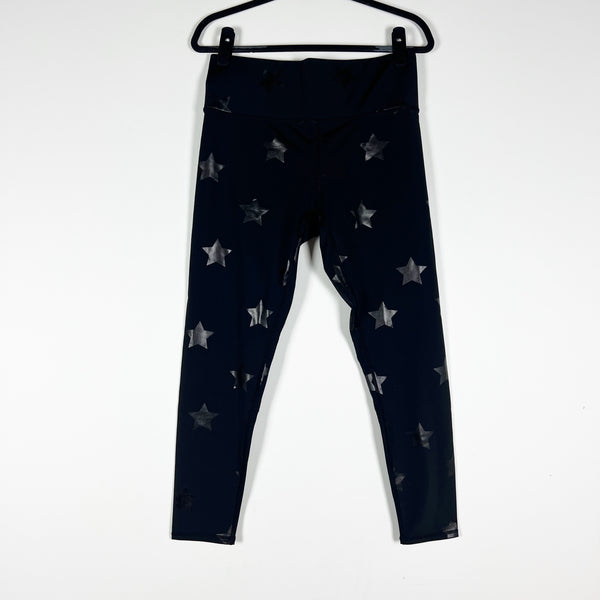 Terez Women's Star Print Pattern High Waisted Athletic Work Out Leggings Black
