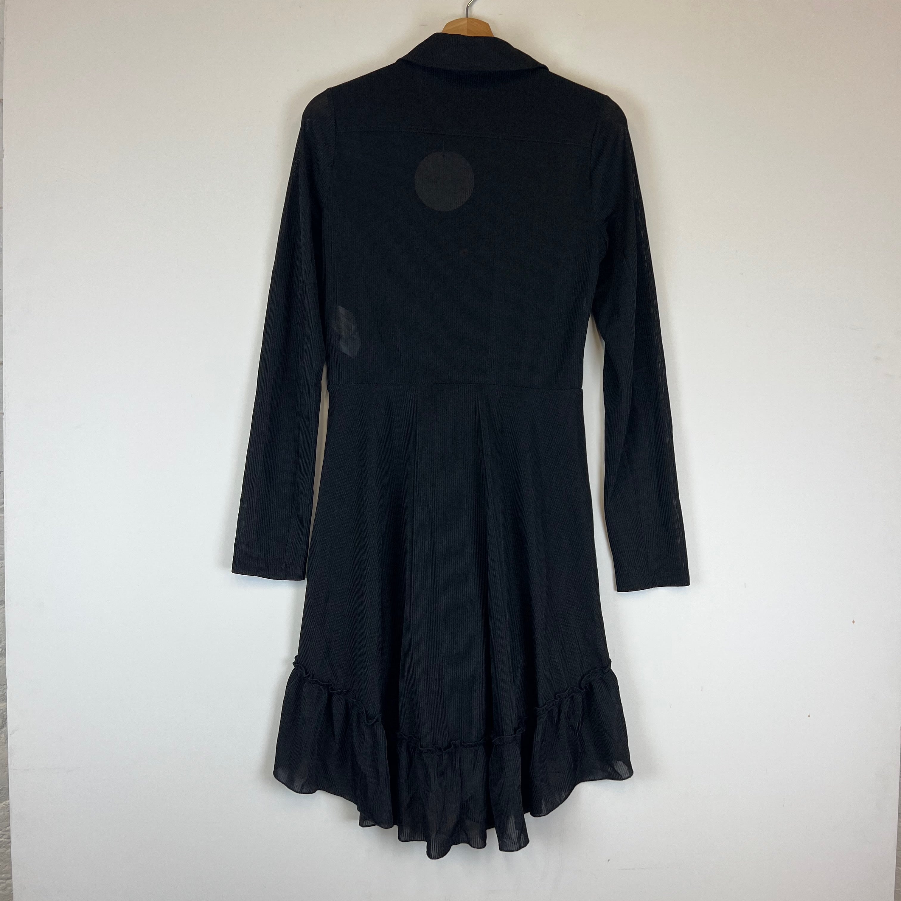 NEW See By Chloe Semi Sheer Ruffle Button Front Collar Long Sleeve Ruffle Dress