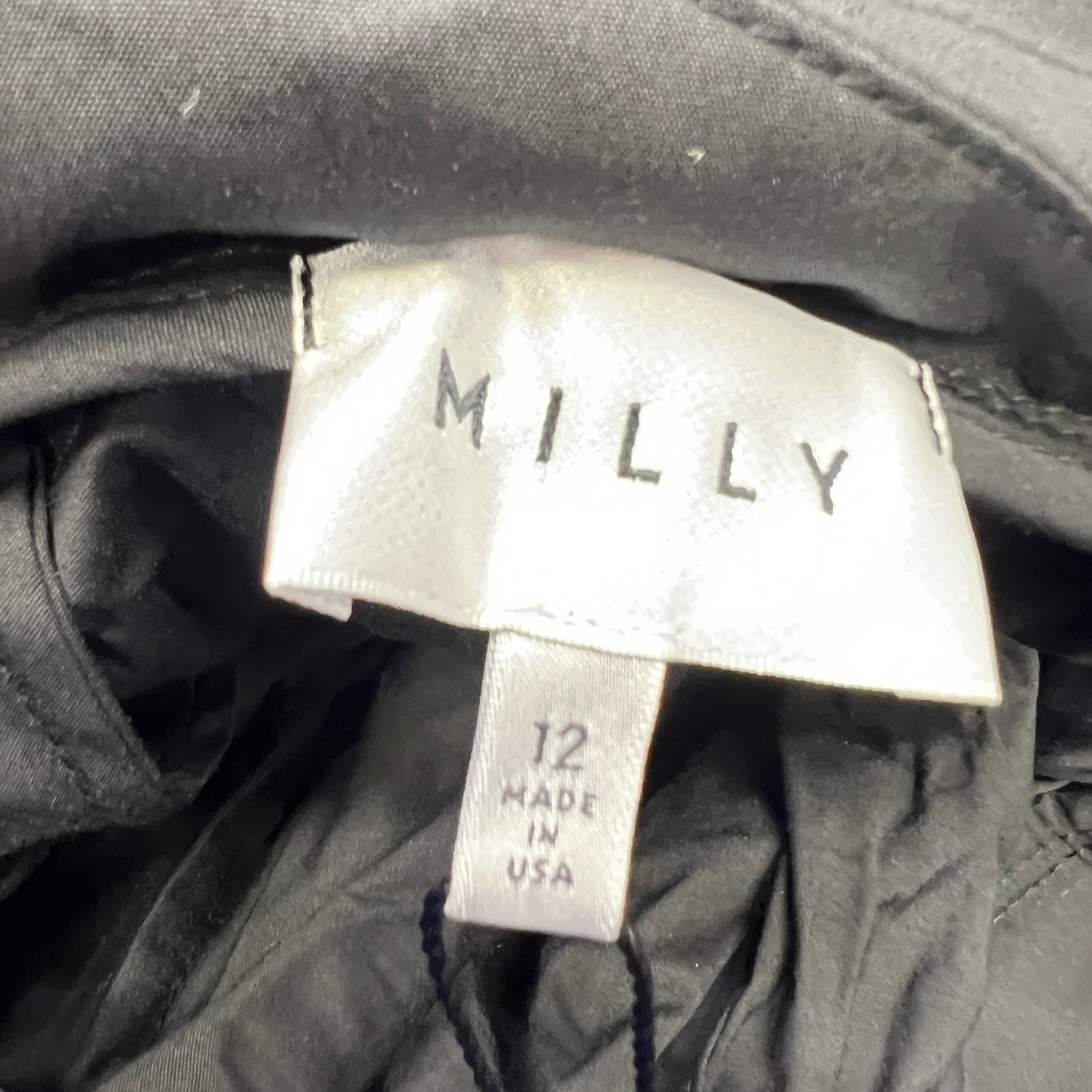 NEW Milly Kate Cotton Poplin Sleeveless V Neck Collared Halter Neck Dress Black