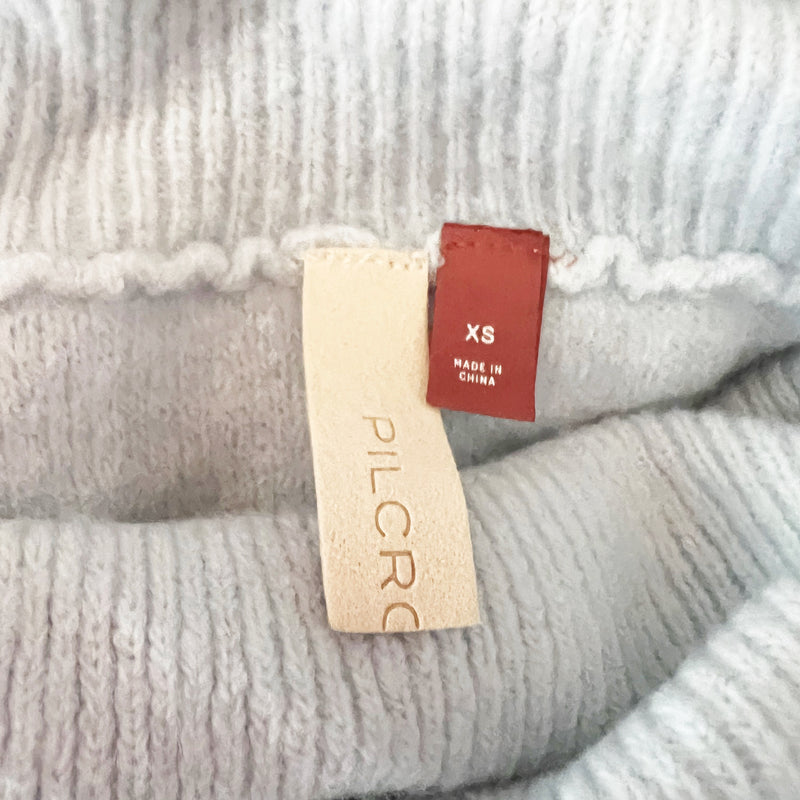 NEW Pilcro Anthropologie Wool Blend Stretch Short Sleeve Turtleneck Sweater Sky