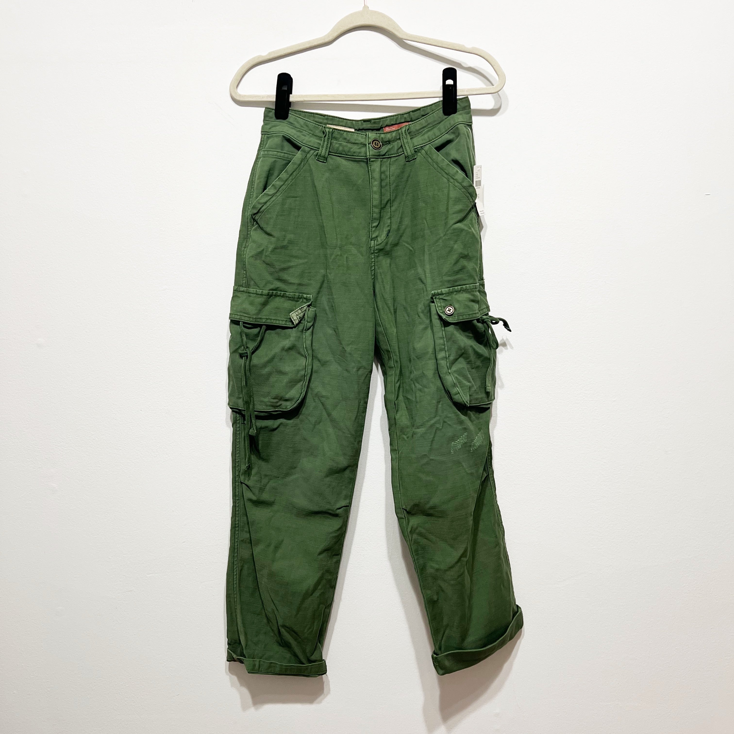 NEW Anthropologie Pilcro Utility Cargo Army Straight Cotton Stretch Pants Moss