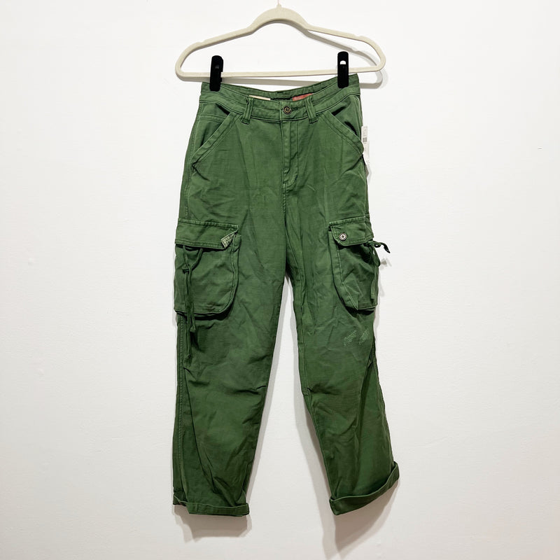 NEW Anthropologie Pilcro Utility Cargo Army Straight Cotton Stretch Pants Moss