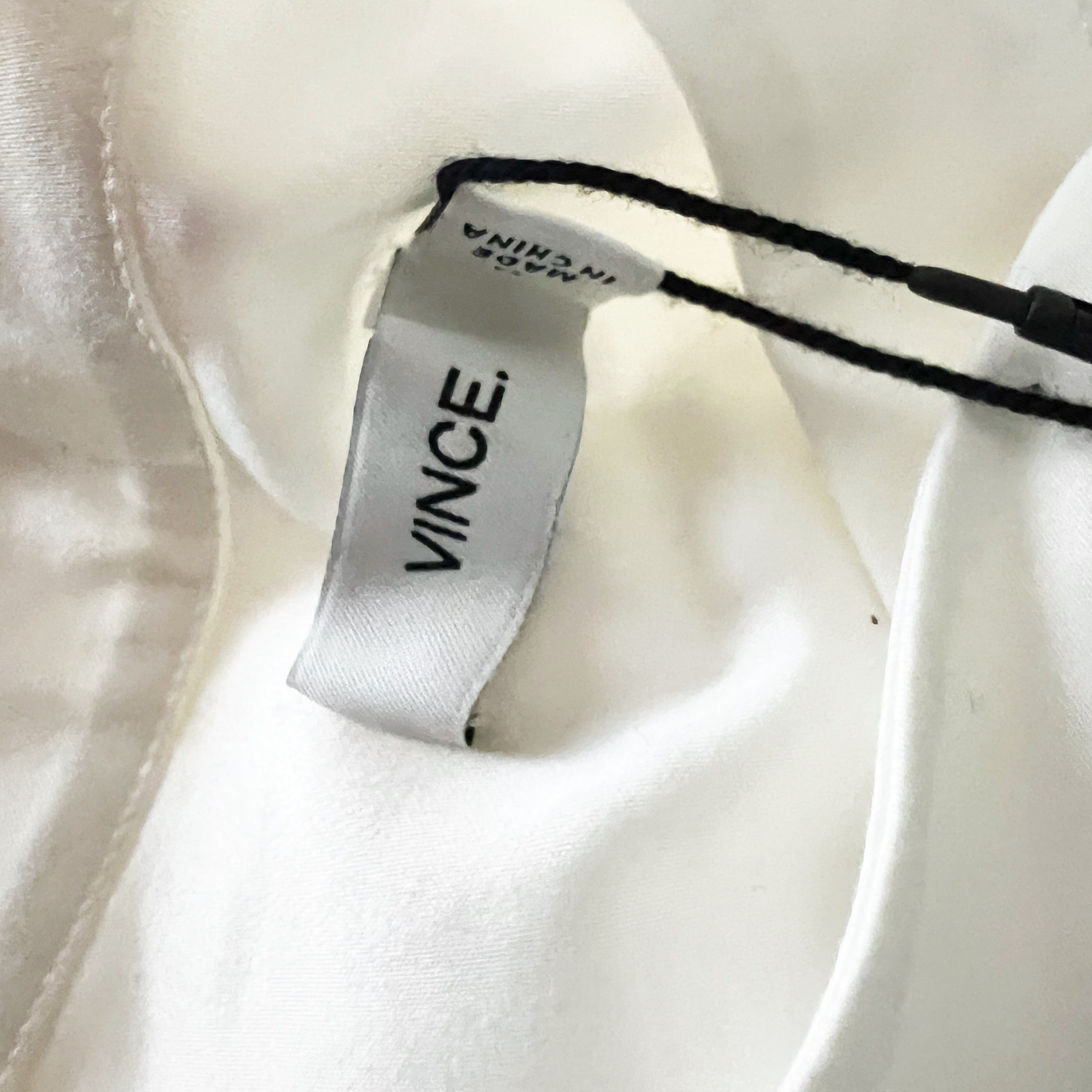 NEW Vince Cotton Poplin V Neck Short Sleeve Pullover Mini Dress White Medium