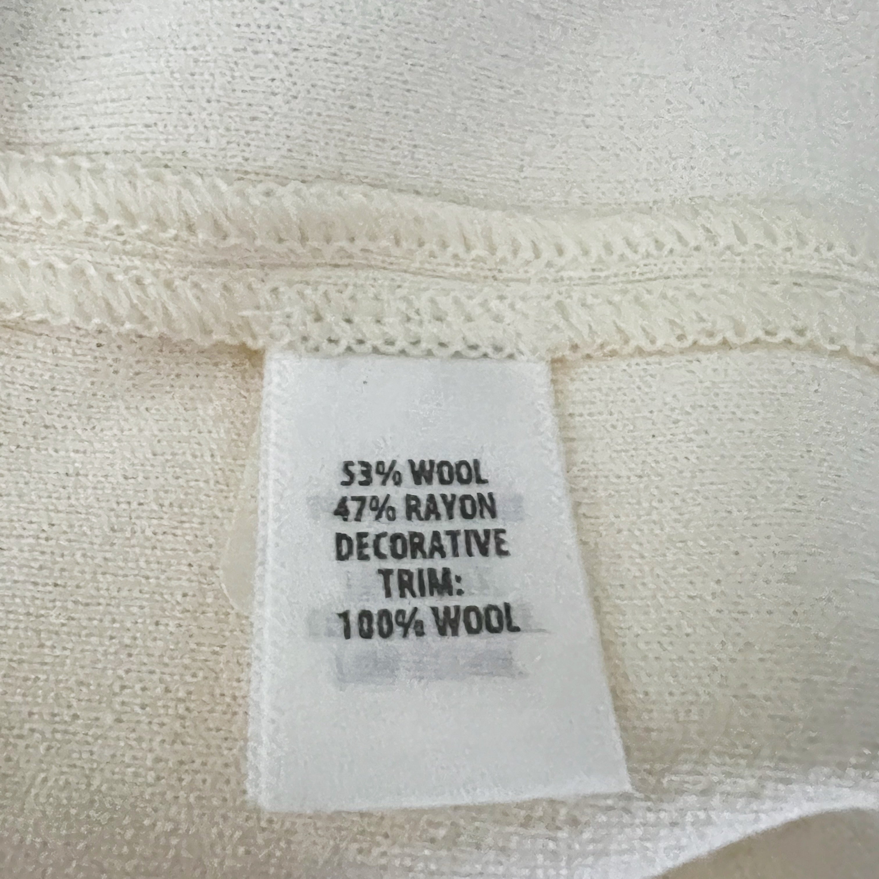 NEW St. John Wool Blend Knit Stretch Open Front Fringe Cardigan Sweater Cream S