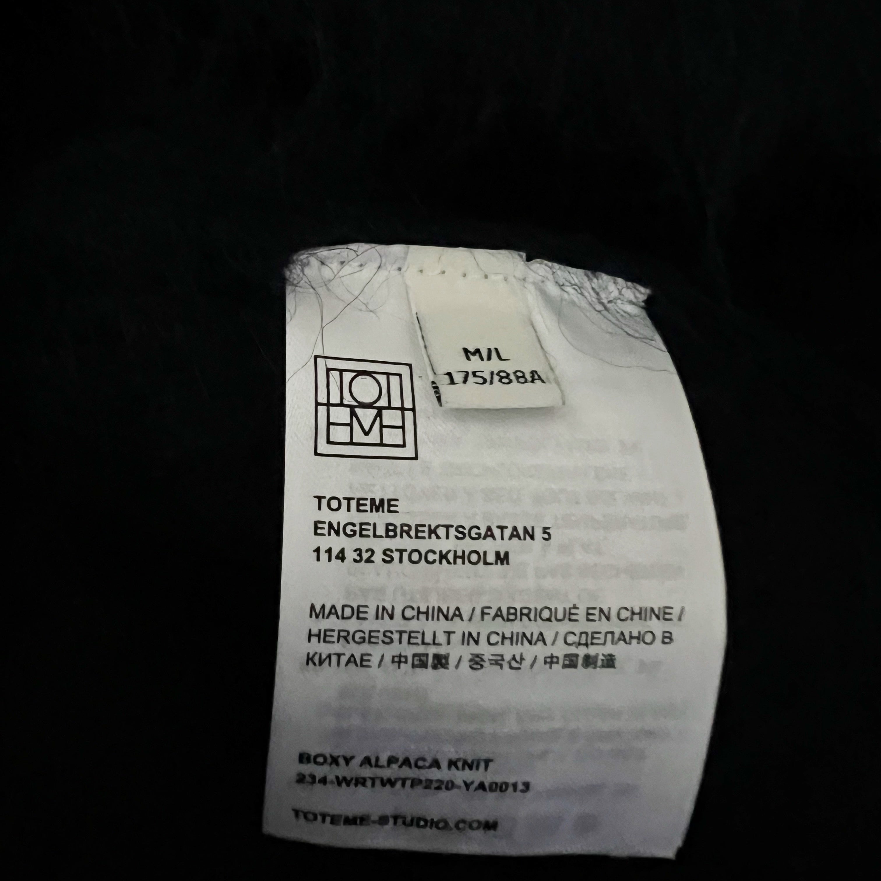 NEW Toteme Boxy Alpaca Fuzzy Knit Stretch Oversize Sweater Navy Blue M/L