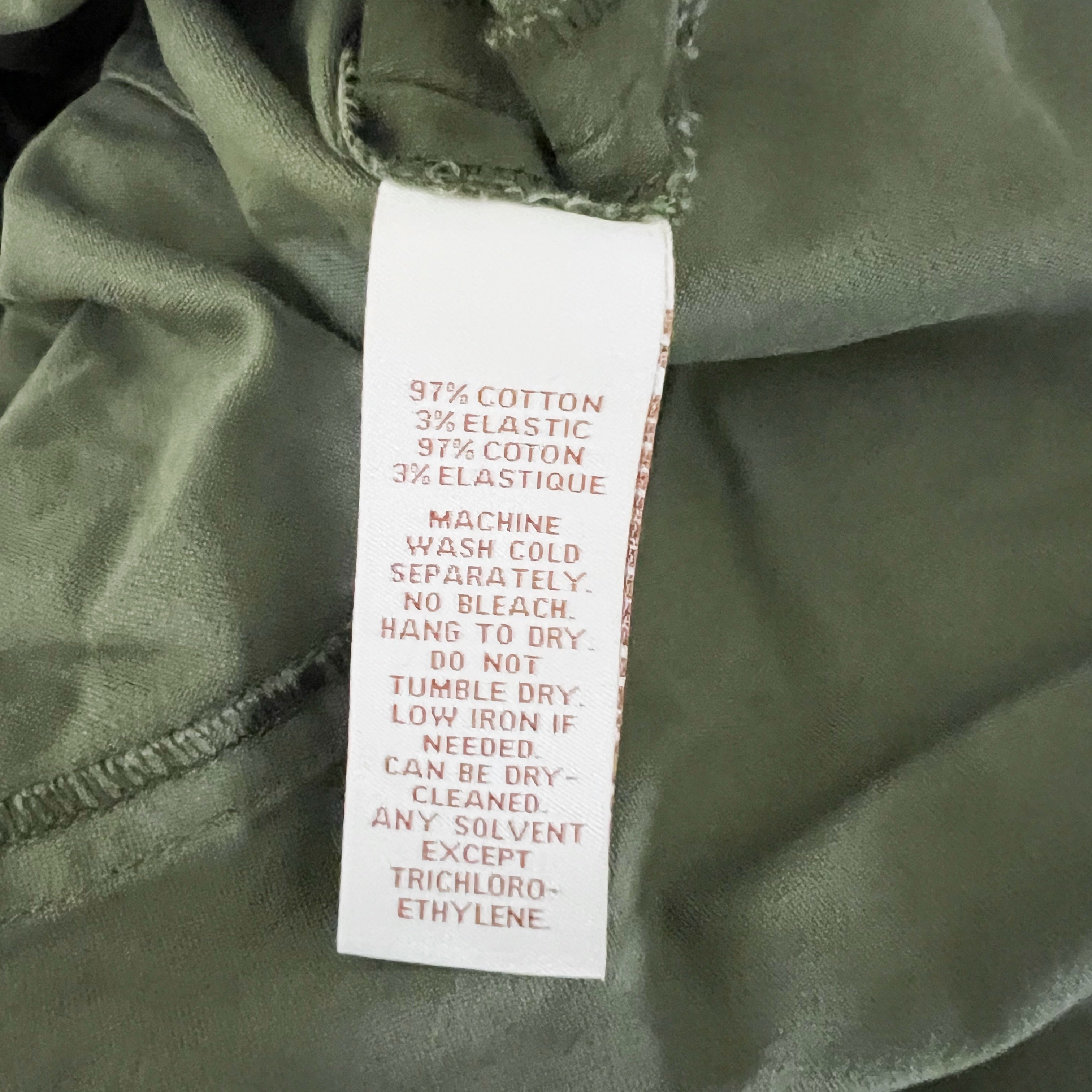 NEW Scripted Cotton Blend Ruffle Hem Button Front Collared Jacket Fatigue Green