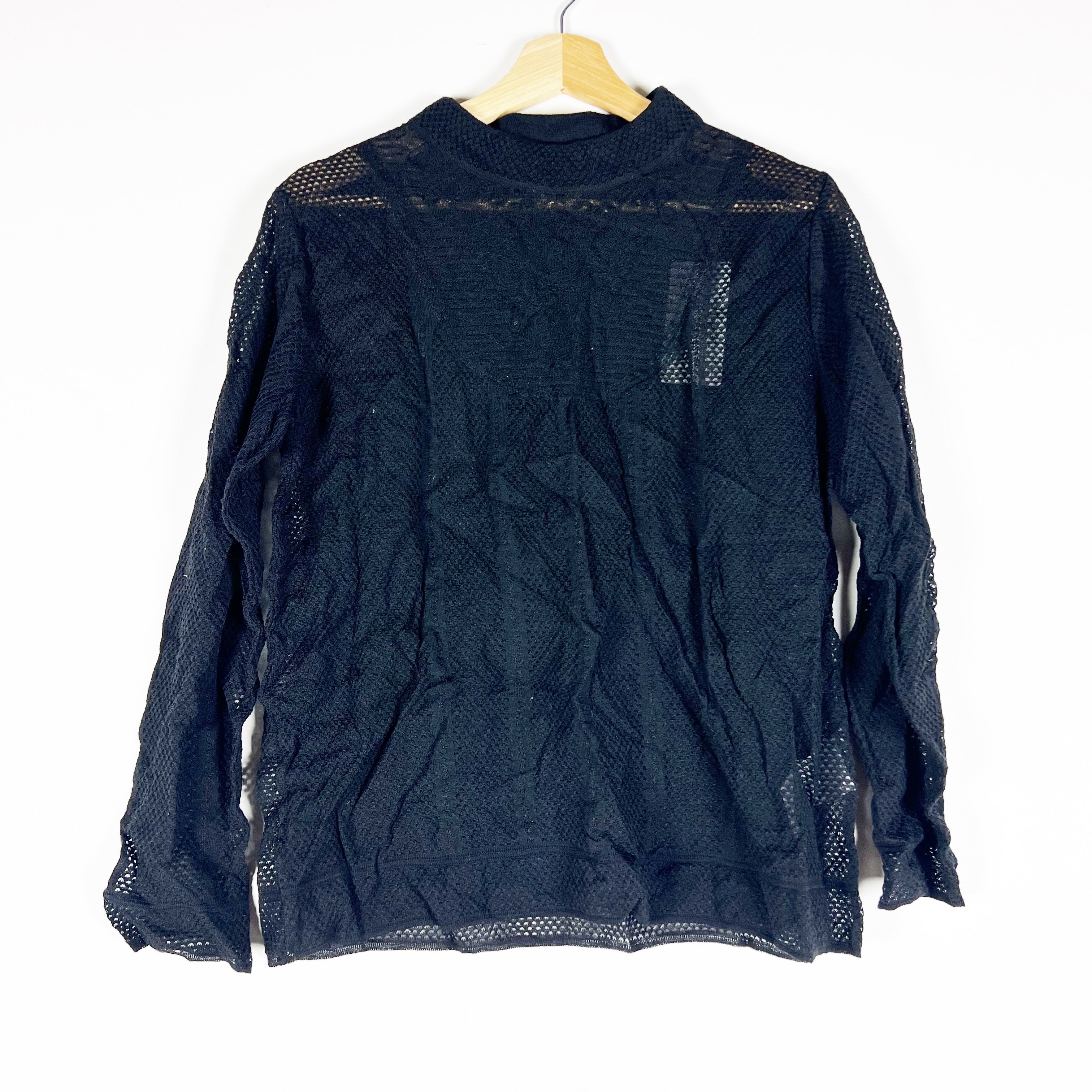 NEW Missoni Women's Wool Blend Maglia Crochet Knit Crew Neck Sweater Black Large