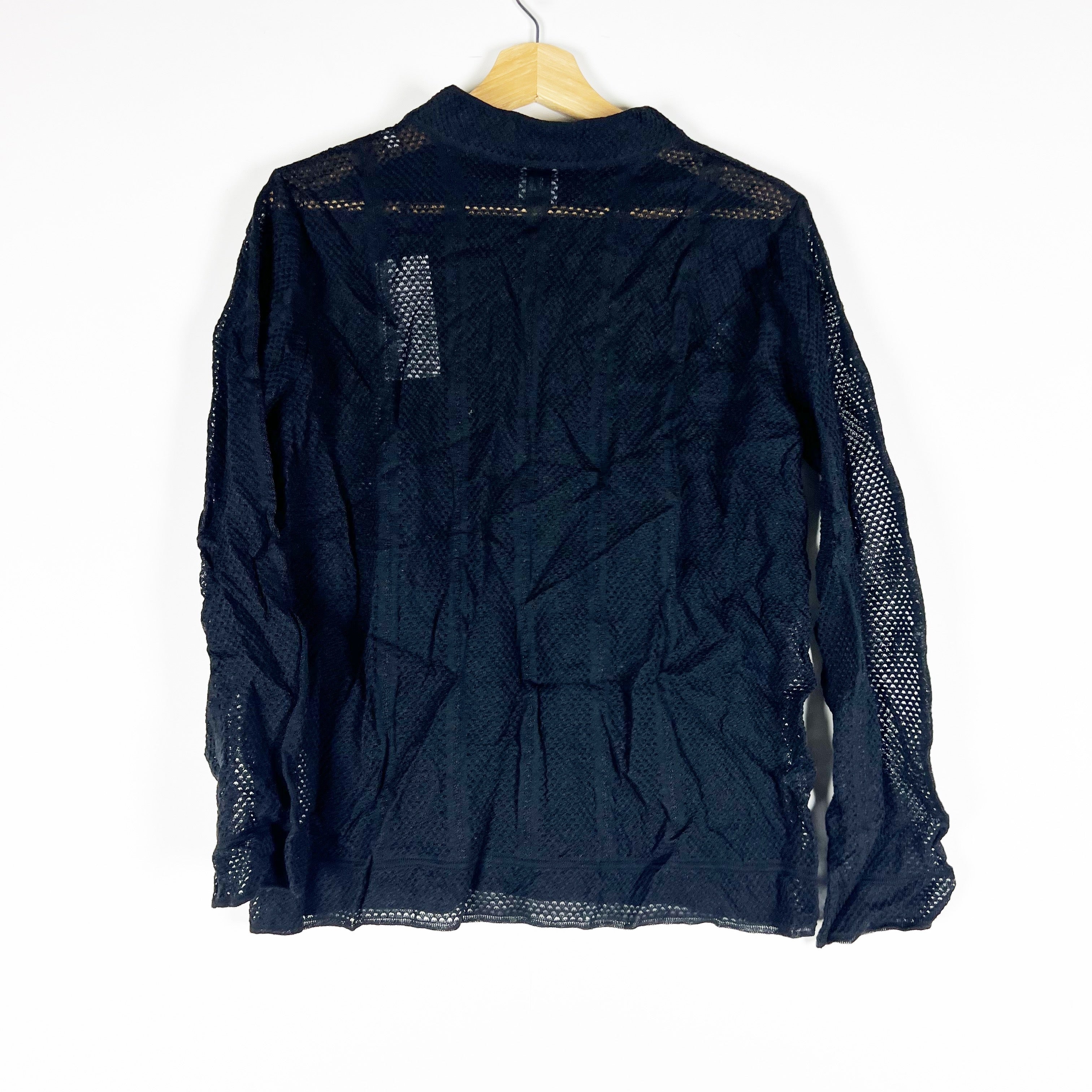 NEW Missoni Women's Wool Blend Maglia Crochet Knit Crew Neck Sweater Black Large