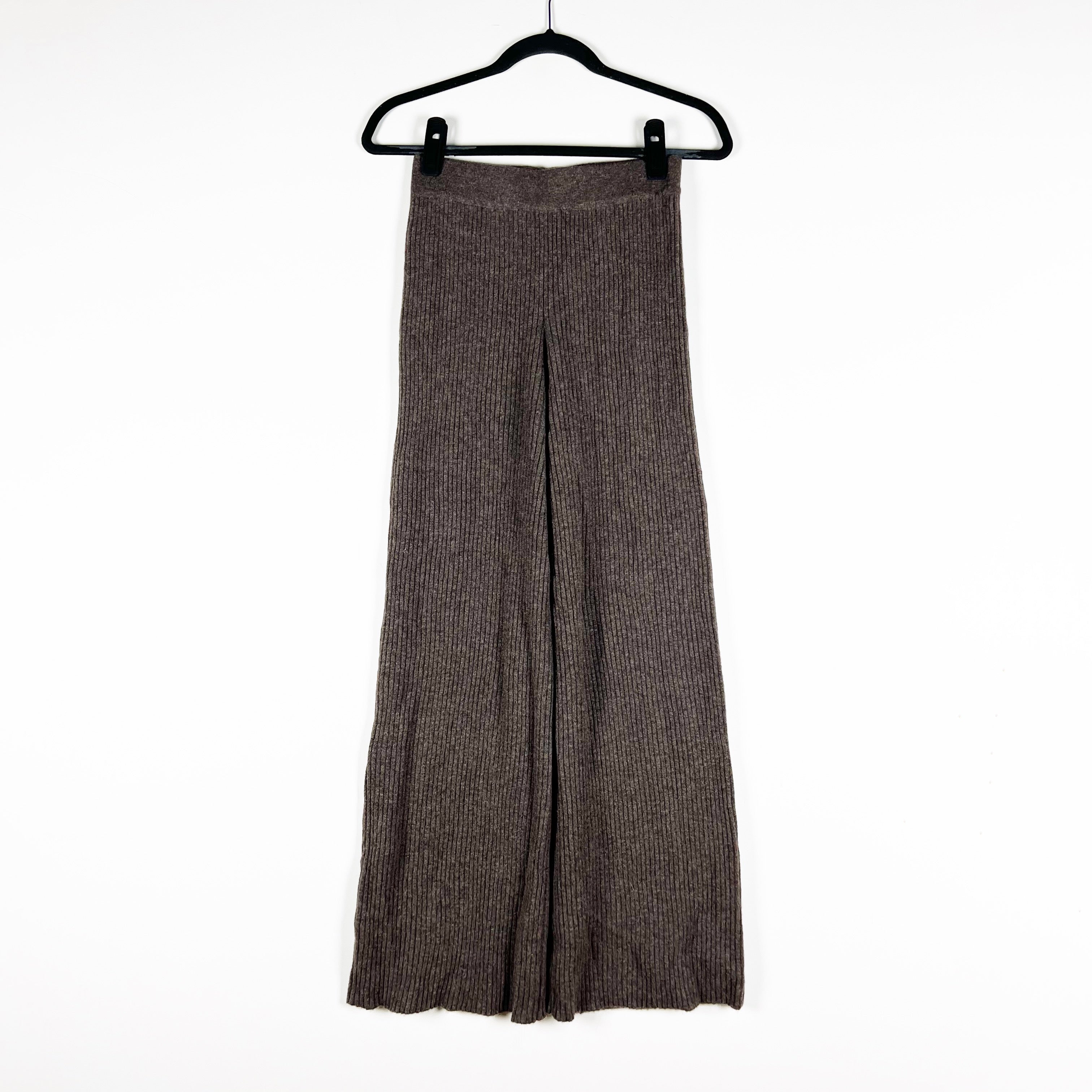 NEW Nap 100% Cashmere Ribbed Knit Straight Leg Leisure Lounge Pants Brown Large