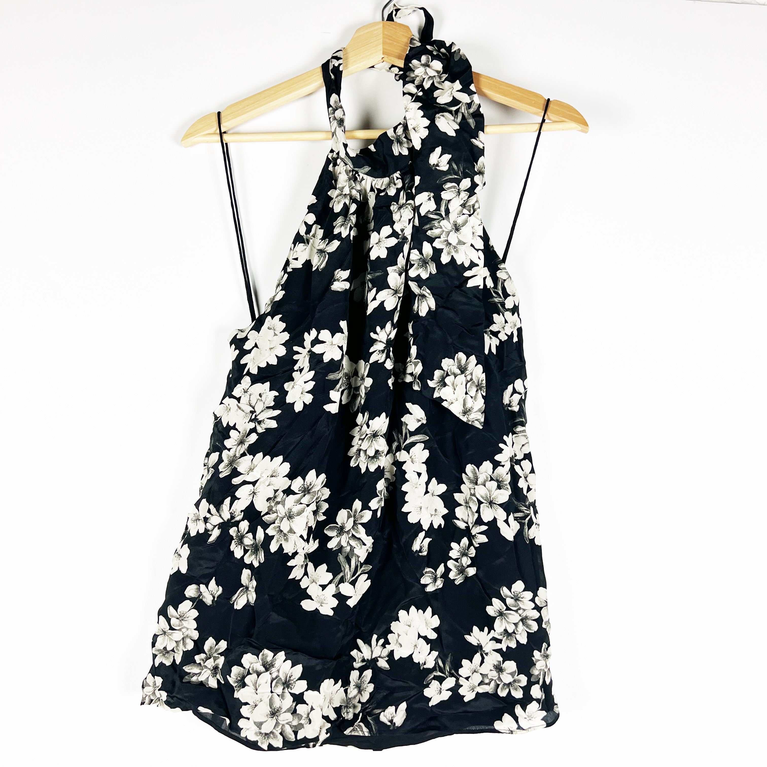 NEW Alice And Olivia Silk Chiffon Sleeveless Halter Neck Southern Blossom Blouse