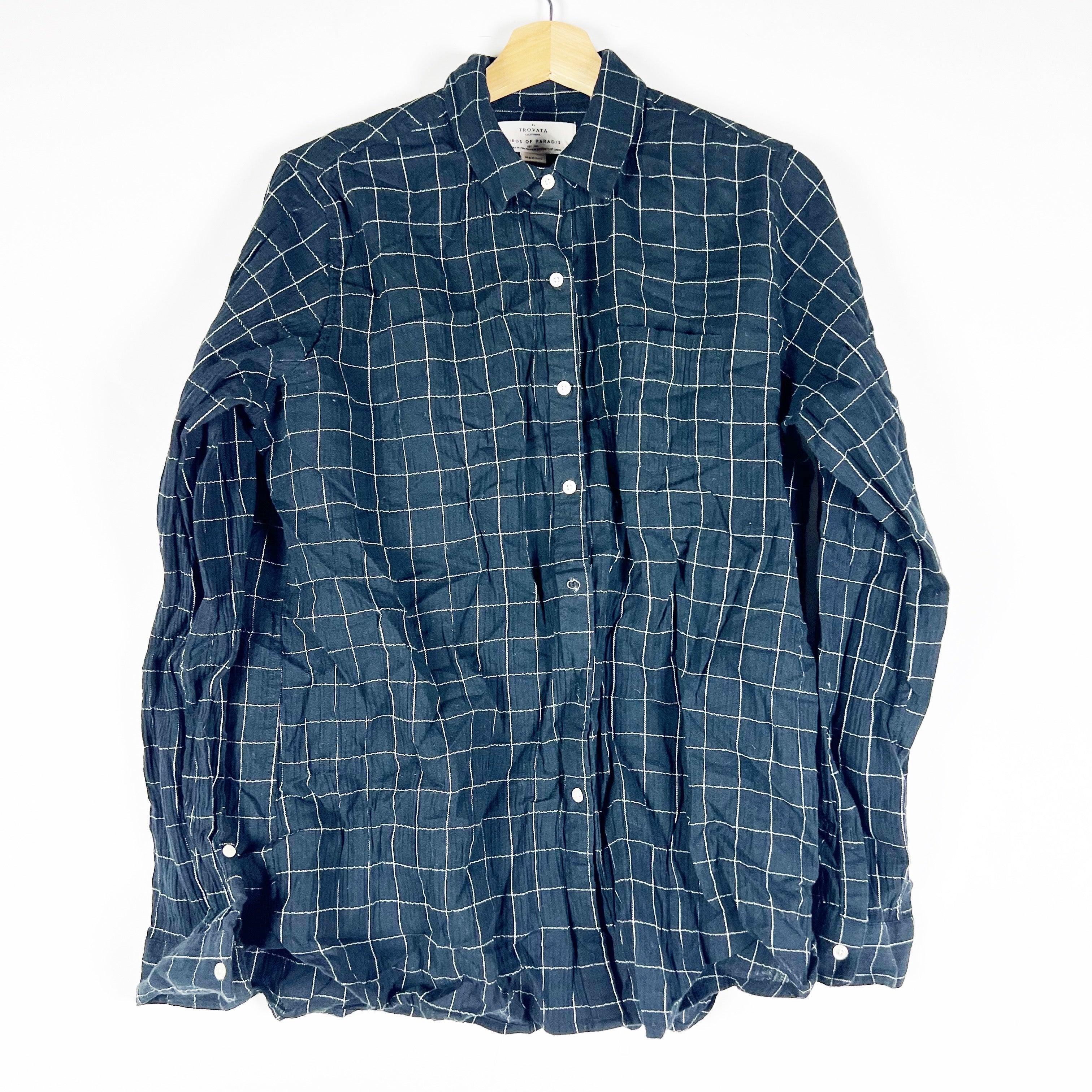 Trovata Birds Of Paradis Coachmen Plaid Blake Oversized Button Down Collar Shirt