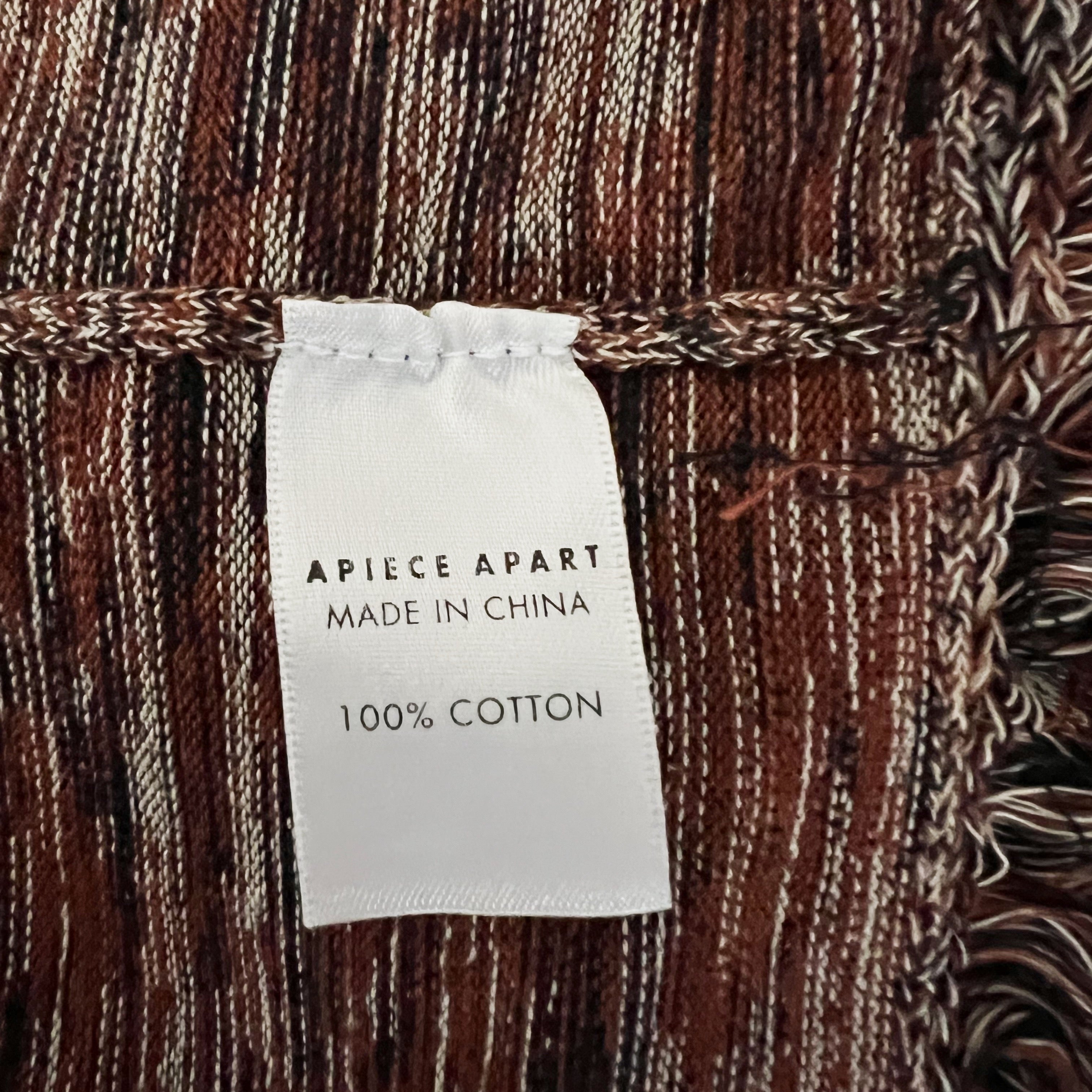 NEW Apiece Apart Freida Cotton Knit Multi Red Stripe Open Front Cardigan Sweater