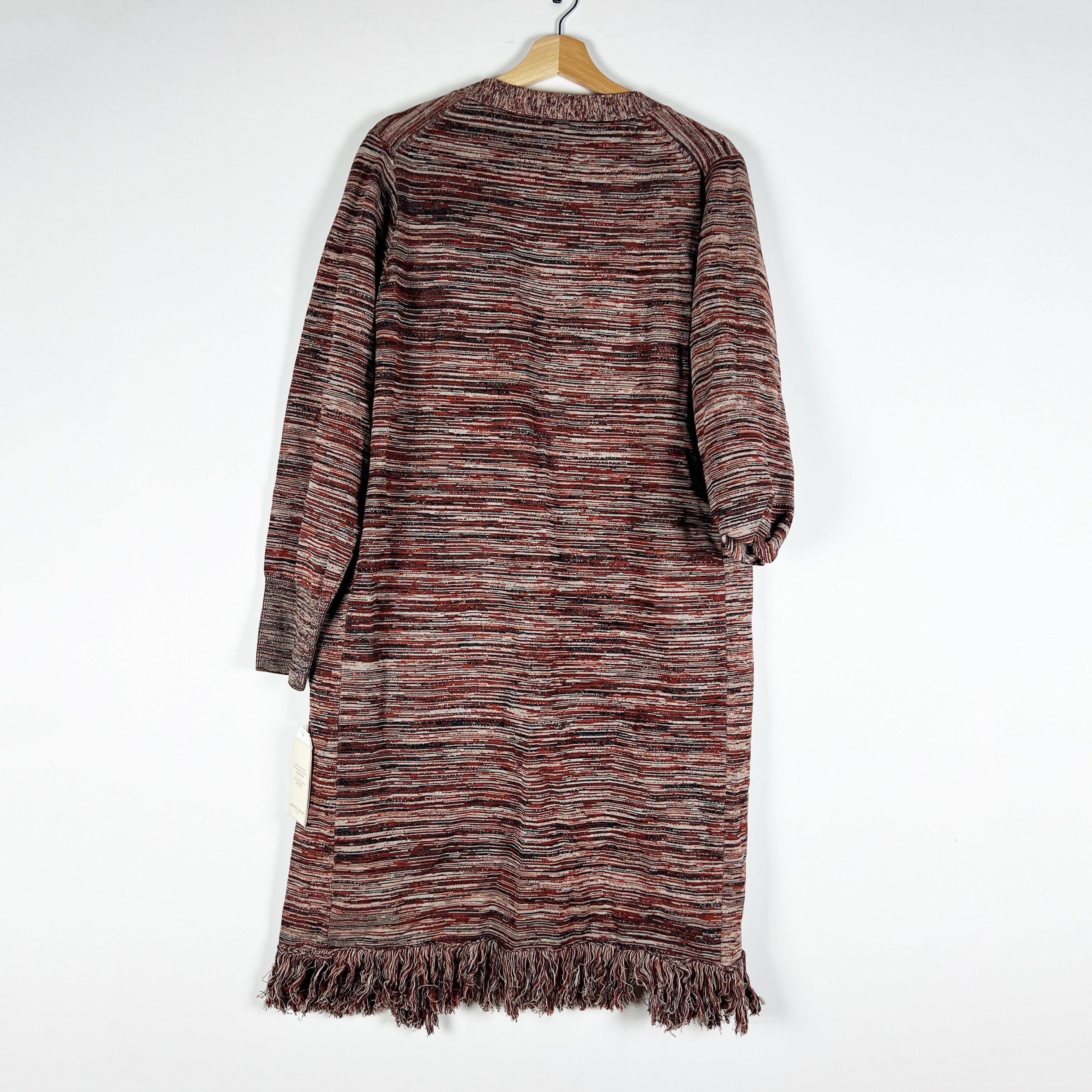 NEW Apiece Apart Freida Cotton Knit Multi Red Stripe Open Front Cardigan Sweater