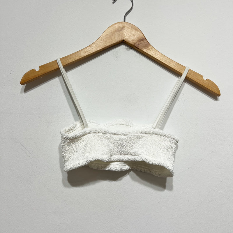 Hunza G Gigi Bikini Smocked Stretch Bikini Swim Bathing Suit Top White