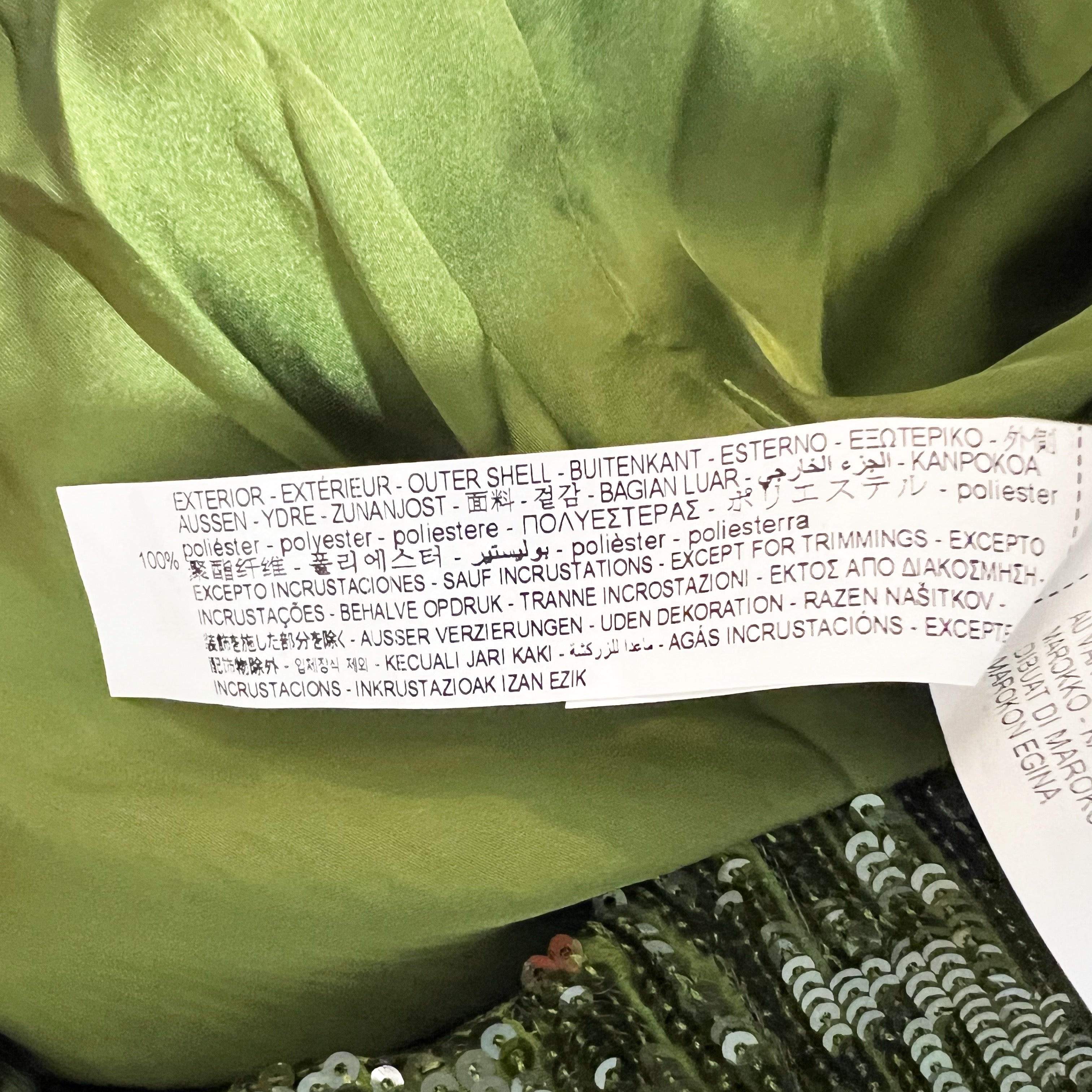 NEW Zara Allover Green Sequin Sparkle Embellished Full Zip Bomber Jacket Small