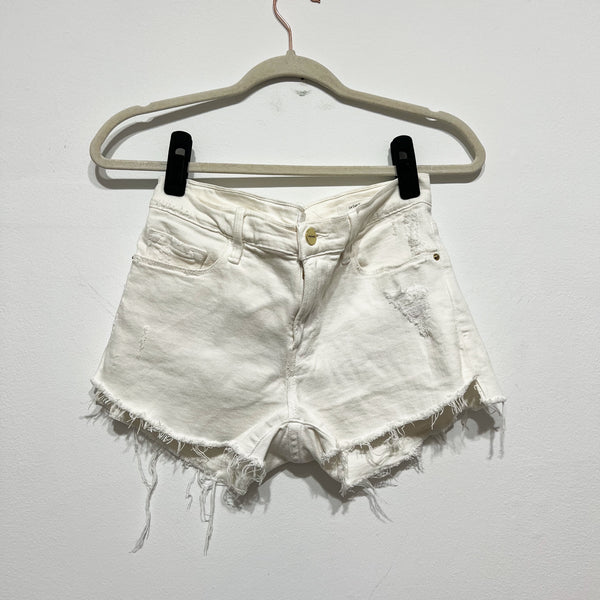 Frame Denim Le Cutoff Cotton Stretch Distressed Cut Off Blanc Rookley Jean Short