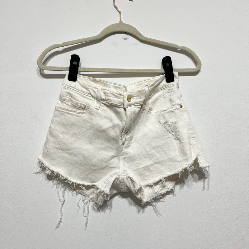 Frame Denim Le Cutoff Cotton Stretch Distressed Cut Off Blanc Rookley Jean Short