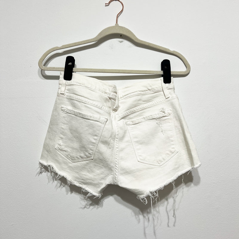 Frame Denim Le Cutoff Cotton Stretch Distressed Cut Off Blanc Rookley Jean Short