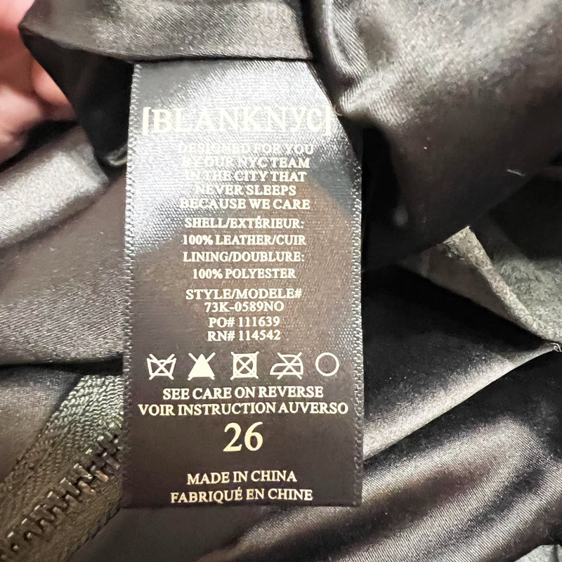 Blank NYC Genuine Suede Leather Slit Mini Skirt Green Gray Small 26