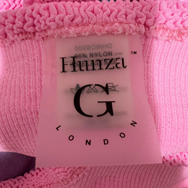 Hunza G Women's Smocked Ruched Stretch Swim Bathing Suit Bikini Bottom Pink