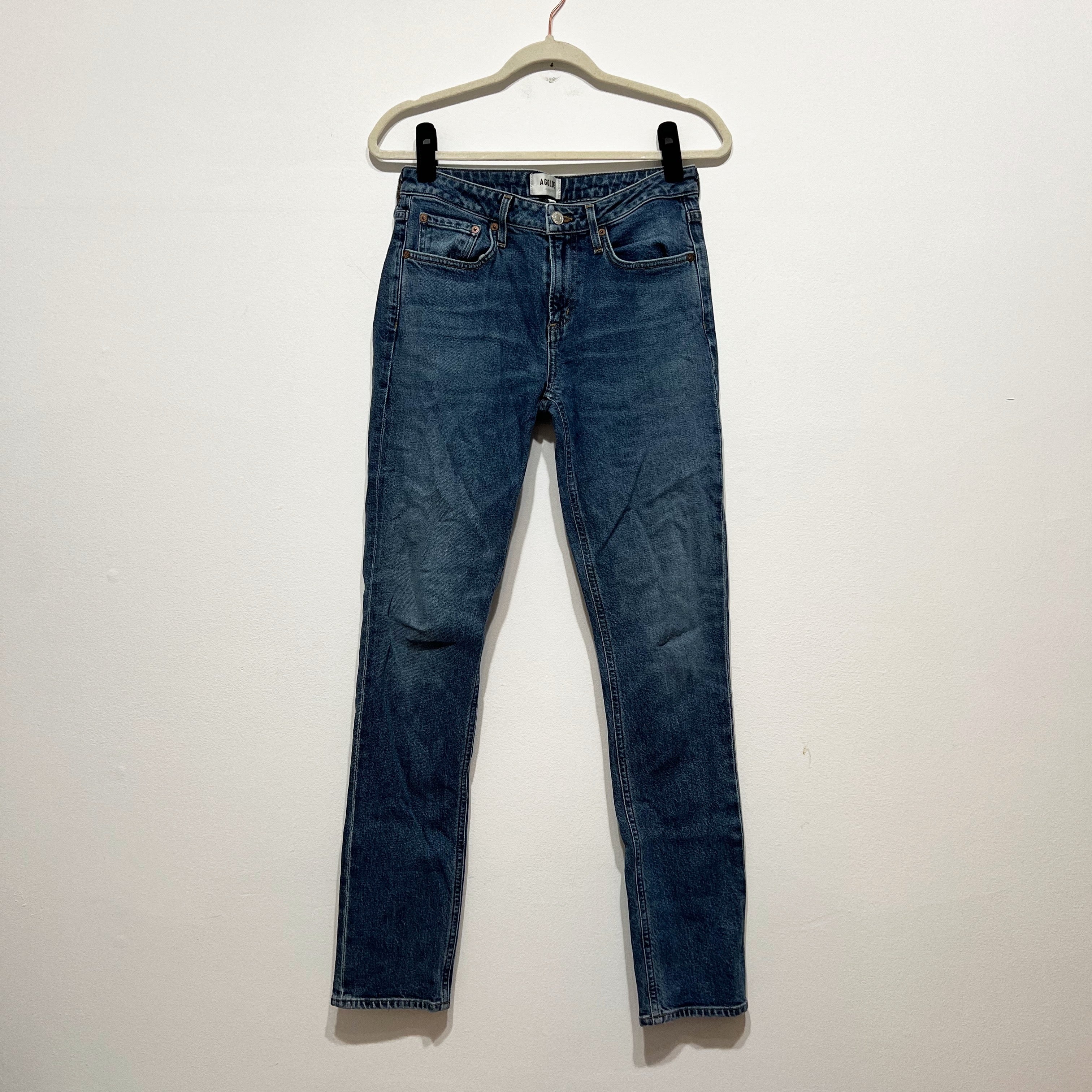 Agolde Women's Devon Low Rise Stacked Stovepipe Cotton Stretch Denim Jeans 25