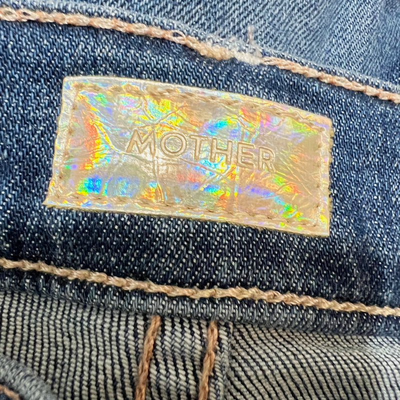 Mother Denim The Stunner Zip Two Step Fray Skinny Jeans Girl Crush Blue 25