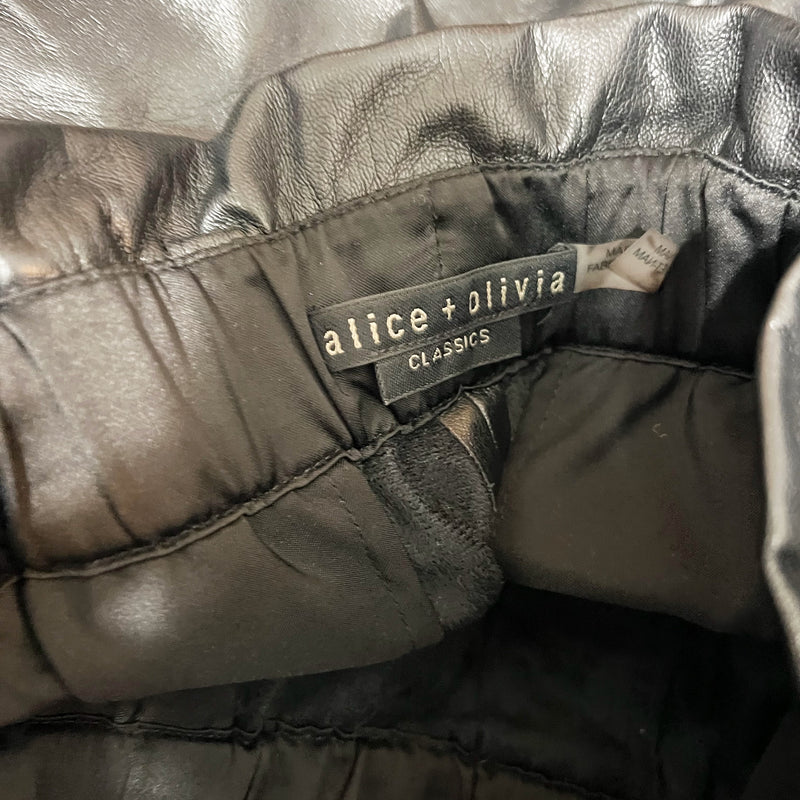 Alice + Olivia Women's Reagan Faux Vegan Leather Paperbag Pull On Shorts Black S