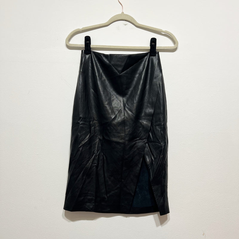 Alice And Olivia Siobhan Faux Vegan Leather Wrap Pencil Midi Skirt Black 2