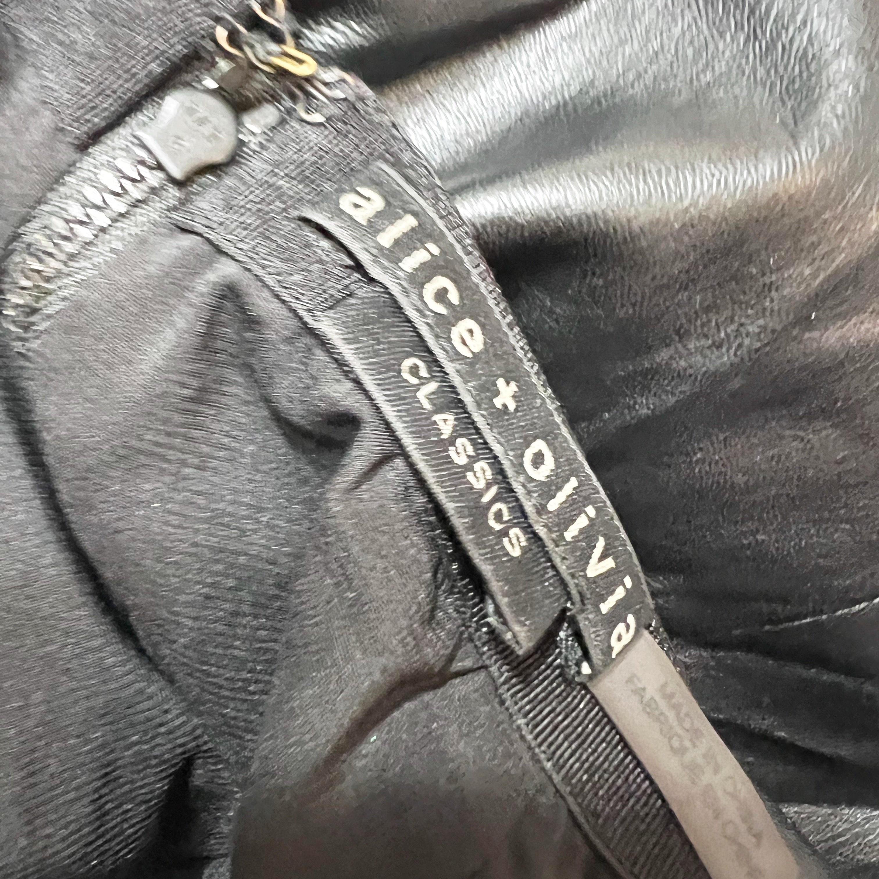 Alice And Olivia Siobhan Faux Vegan Leather Wrap Pencil Midi Skirt Black 2