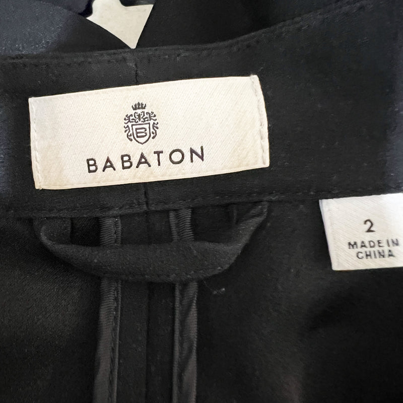 Babaton Aritzia Power Hip Open Front Ruched Quarter Sleeve Blazer Jacket Black 2