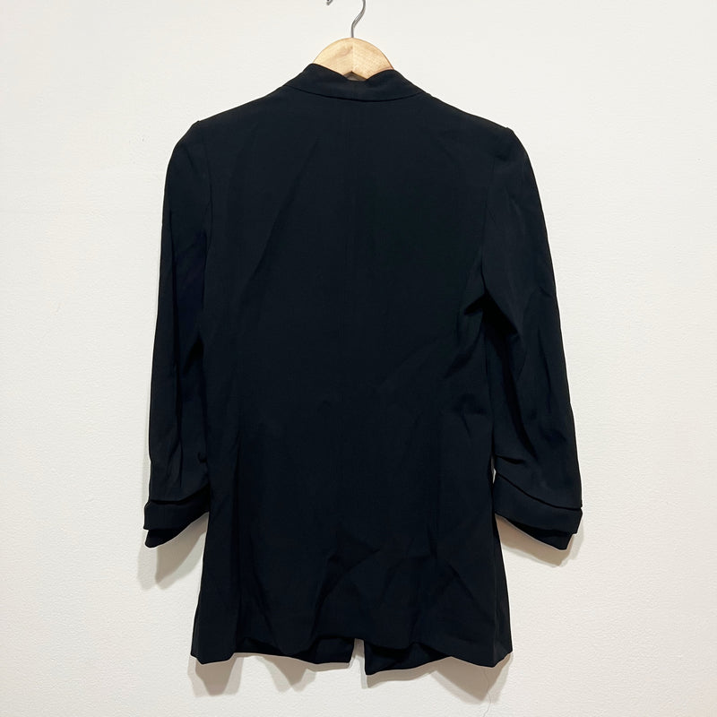 Babaton Aritzia Power Hip Open Front Ruched Quarter Sleeve Blazer Jacket Black 2