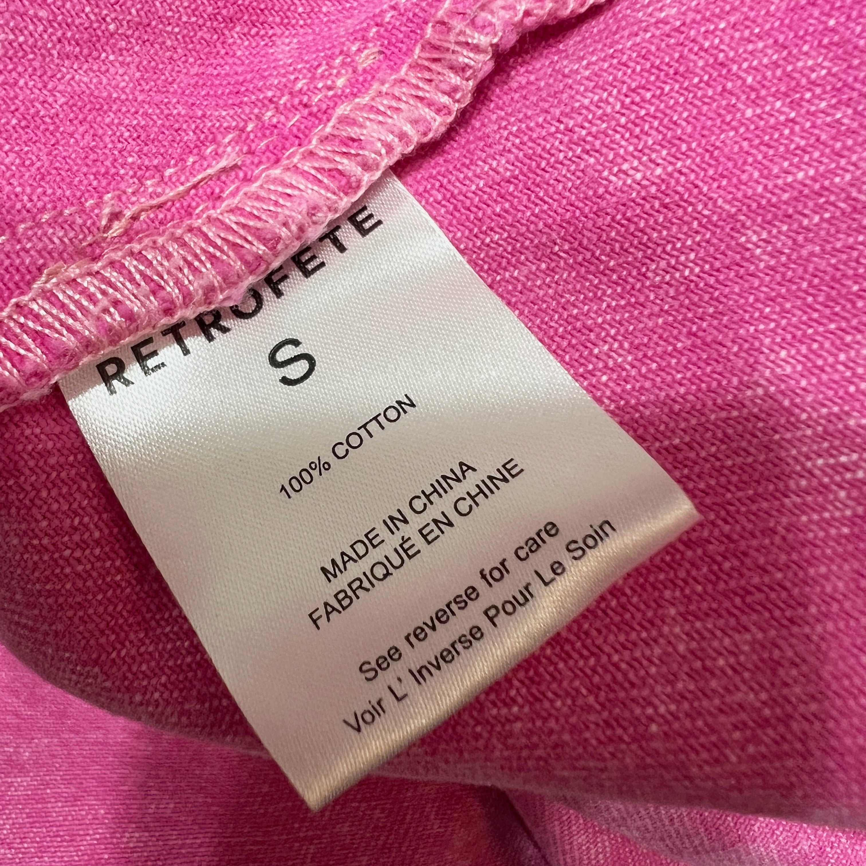 Retrofete Doreen Cotton Denim Jean Collared Button Down Shirt Jacket Pink Small