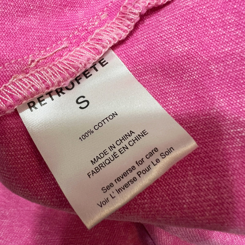 Retrofete Doreen Cotton Denim Jean Collared Button Down Shirt Jacket Pink Small