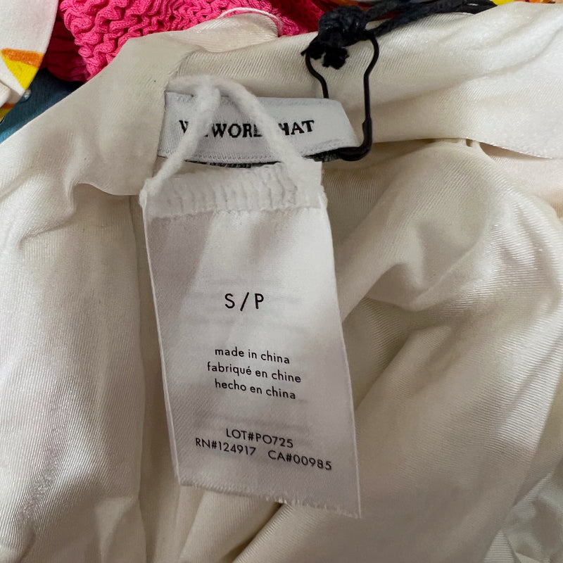 NEW We Wore What Ruched Cup Sunflower Floral Print One Piece Bathing Swimsuit S