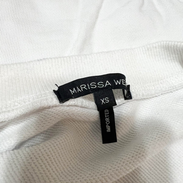 Marissa Webb Cotton Terry Lined V Neck Short Sleeve Pullover Sweater Top White