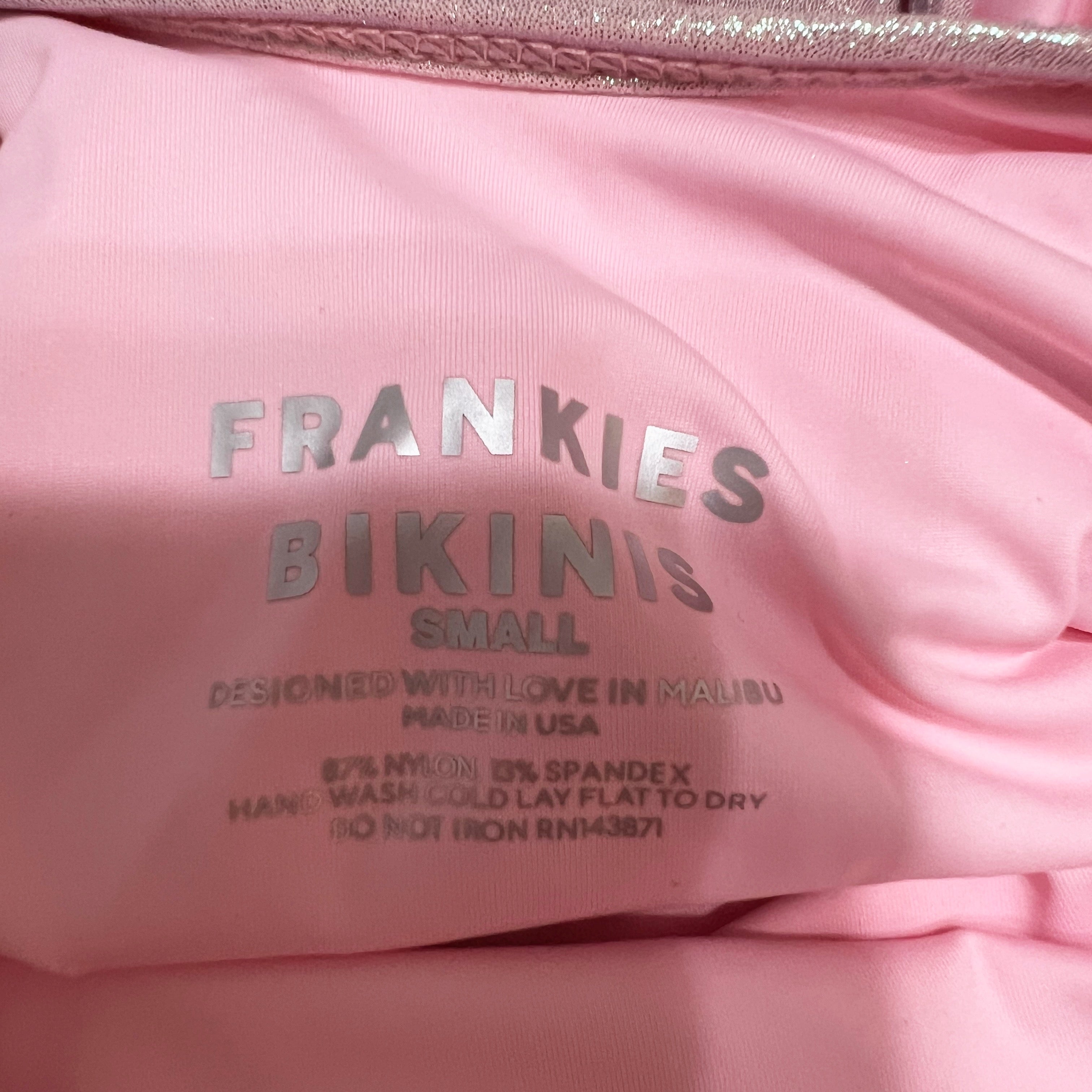 NEW Frankies Bikinis Kyle Iridescent One Piece Swimsuit Gilded Angel Pink Small