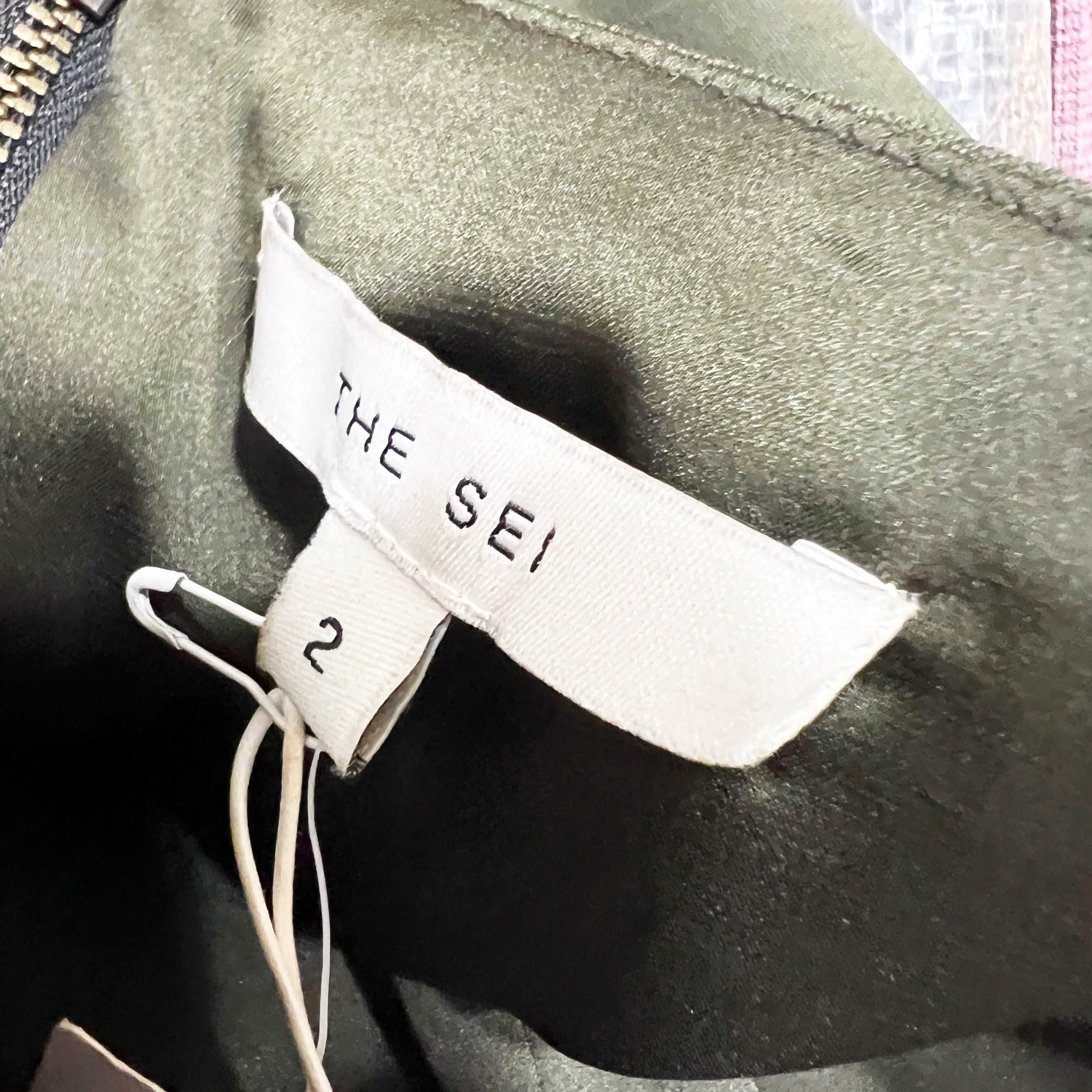 NEW The SEI Curved Top Boned Strapless Bustier Tank Top Army Green 2