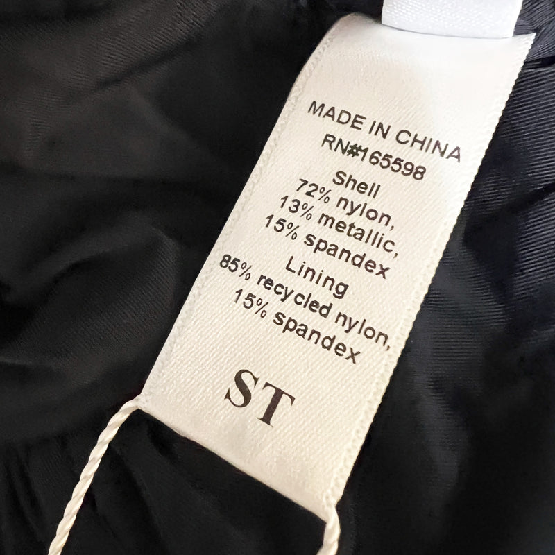 NEW The Augustine Once Piece Swim Bathing Suit Black Silver Ribbed Small Tall