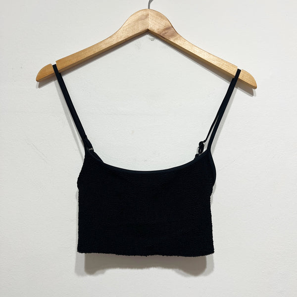 Bond Eye The Saint Bound Crinkle Smocked Stretch Swim Bathing Suit Bikini Top OS