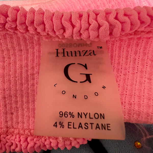 Hunza G Gigi Bikini Smocked Stretch Bikini Swim Bathing Suit Top Pink