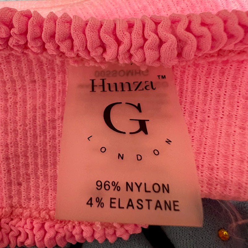 Hunza G Gigi Bikini Smocked Stretch Bikini Swim Bathing Suit Top Pink