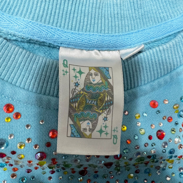 Queen Of Sparkles Crystal Jewel Diamond Rhinestone Crew Neck Sweatshirt Dress S