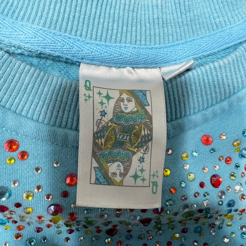 Queen Of Sparkles Crystal Jewel Diamond Rhinestone Crew Neck Sweatshirt Dress S