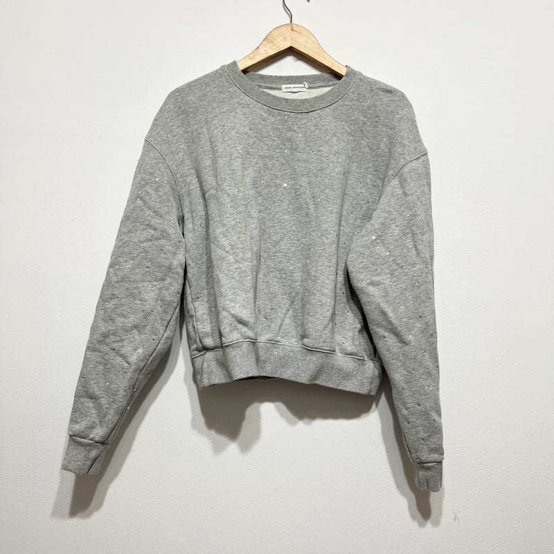 Good American Rhinestone Crystal Jewel Diamond Embellished Crew Neck Sweatshirt